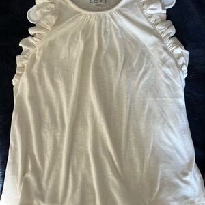LOFT Ivory Ruffle Sleeve Blouse